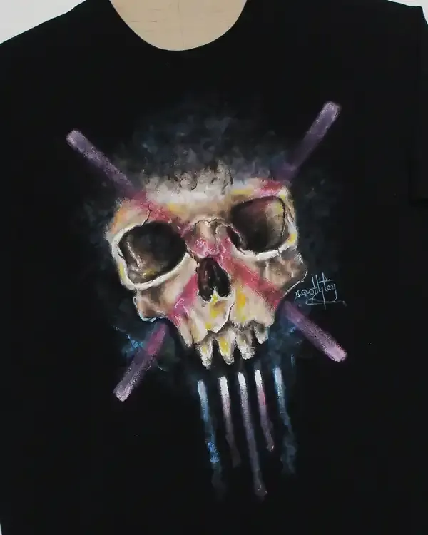 Life After VTx, hand-painted t-shirt by Bighornns — detail